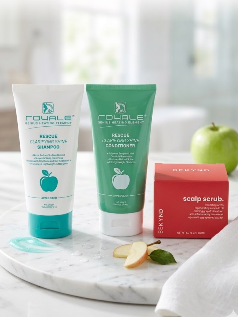 $185 Royale Rescue Clarifying Shine Shampoo & Conditioner + BE Kynd Scalp Scrub